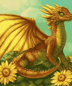 Sunflower Fantasy Dragon Diamond Painting