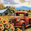 Sunflower Farm Truck Diamond Painting