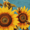 Sunflower and Bee Blossoms Diamond Painting