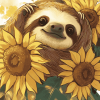 Sunflowers and Sloths Cartoon Diamond Painting