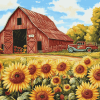 Sunflowers with Rustic Barn Diamond Painting