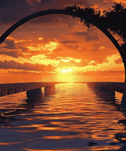 Sunset Beach Bridge Diamond Painting