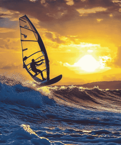 Sunset Beach Windsurfing Diamond Painting