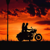 Sunset Couple on Motorcycle Diamond Painting