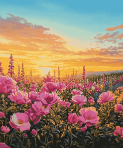 Sunset Flower Garden Diamond Painting