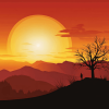 Sunset Mountain Silhouette Diamond Painting