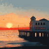 Sunset Over Cadiz Pier Diamond Painting