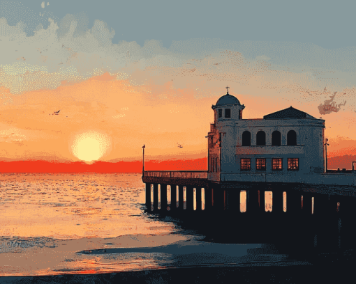 Sunset Over Cadiz Pier Diamond Painting