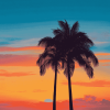 Sunset Palm Trees Diamond Painting