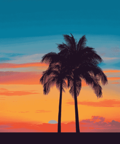 Sunset Palm Trees Diamond Painting