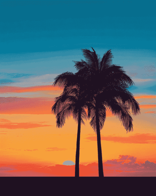 Sunset Palm Trees Diamond Painting