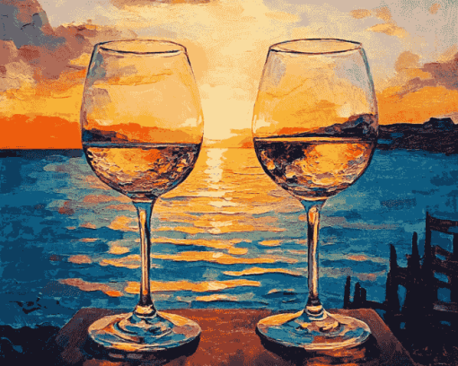 Sunset Reflection Glasses Diamond Painting