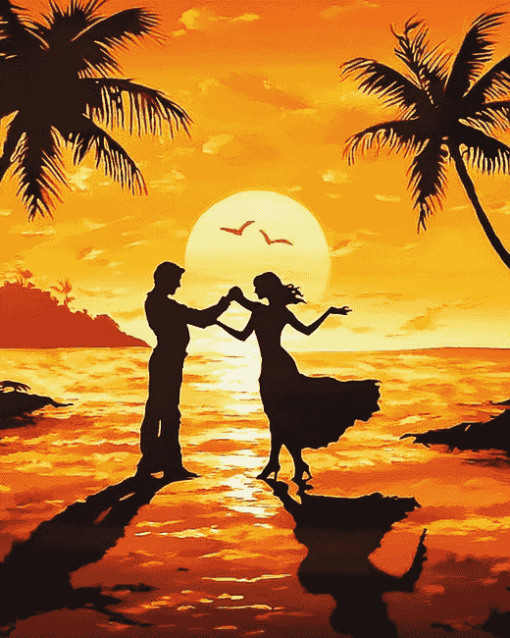 Sunset Romance Beach Diamond Painting