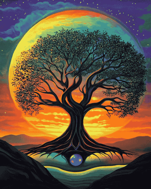 Sunset Tree of Life Diamond Painting