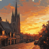 Sunset View of Louth Cathedral Diamond Painting