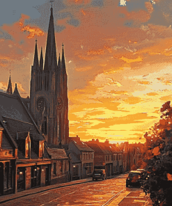 Sunset View of Louth Cathedral Diamond Painting