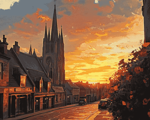 Sunset View of Louth Cathedral Diamond Painting