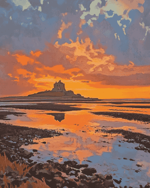 Sunset on Lindisfarne Island Diamond Painting