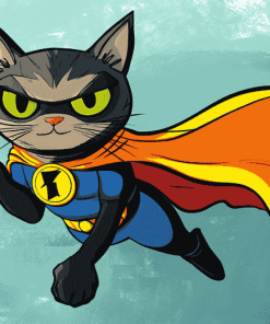 Superhero Cat Animation Diamond Painting