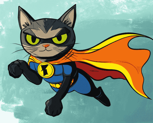 Superhero Cat Animation Diamond Painting