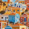 Symi Island Cityscape Diamond Painting