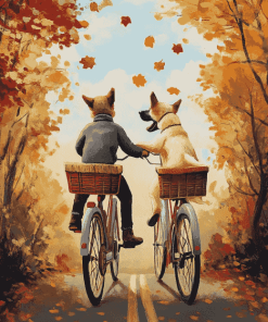 Tandem Bike Adventure Dogs Diamond Painting