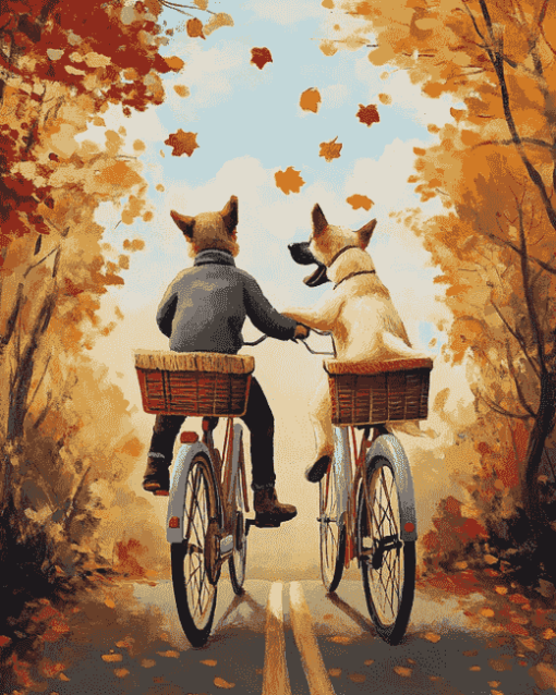 Tandem Bike Adventure Dogs Diamond Painting