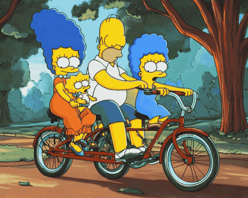 Tandem Bike Simpsons Diamond Painting