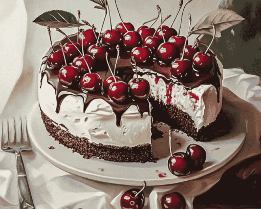 Tasty Cherry Cake Diamond Painting