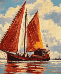 Thames Sailing Barge Landscapes Diamond Painting