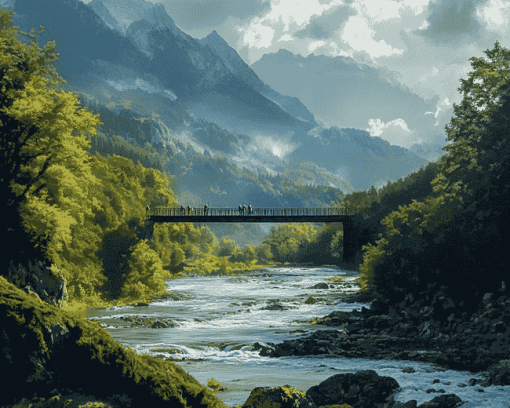 The Giffre River Landscapes Diamond Painting