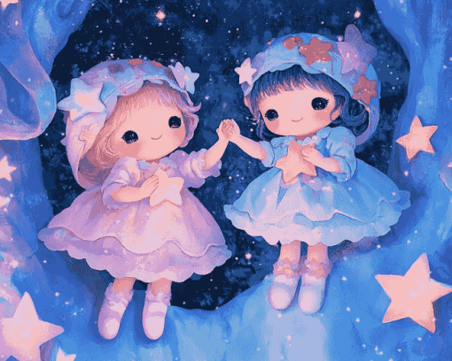 The Little Twin Stars Pink Diamond Painting