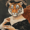 The Vintage Tiger Lady Diamond Painting