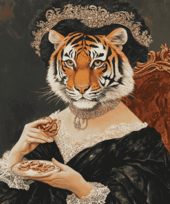 The Vintage Tiger Lady Diamond Painting