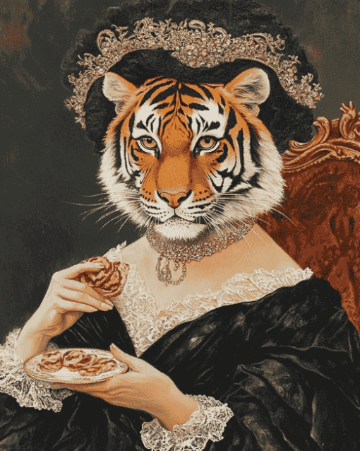 The Vintage Tiger Lady Diamond Painting