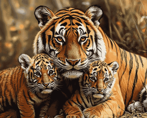 Tiger Cubs Art Diamond Painting