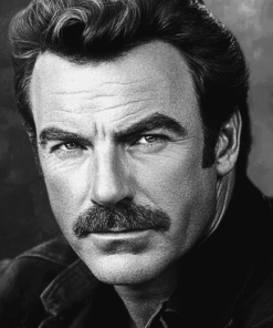 Tom Selleck Iconic Black and White Diamond Painting