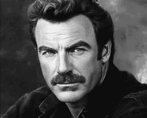 Tom Selleck Iconic Black and White Diamond Painting