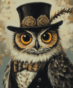 Top Hat Owl Animation Diamond Painting