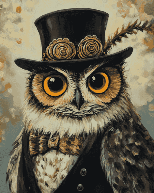 Top Hat Owl Animation Diamond Painting