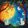 Tree Cats Night Diamond Painting