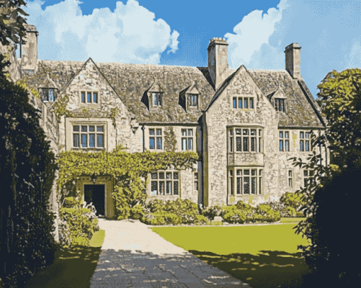 Trerice Manor Buildings Diamond Painting