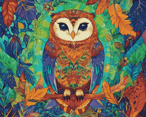 Tropical Owl Mandala Diamond Painting