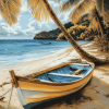 Tropical Seascape with Palm Trees Diamond Painting