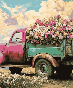 Truck with Flowers Diamond Painting