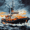 Tug Boats on the Ocean Diamond Painting