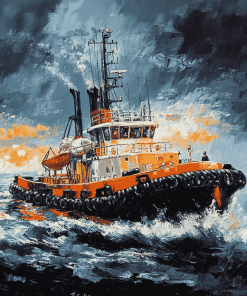 Tug Boats on the Ocean Diamond Painting