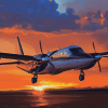 Twin Commander Jets at Sunset Diamond Painting