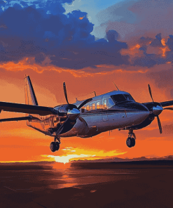 Twin Commander Jets at Sunset Diamond Painting