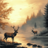 Two Deer Among Nature Diamond Painting